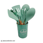 سرویس کفگیر و ملاقه سیلیکونی دسته چوبی ۱۲ پارچ